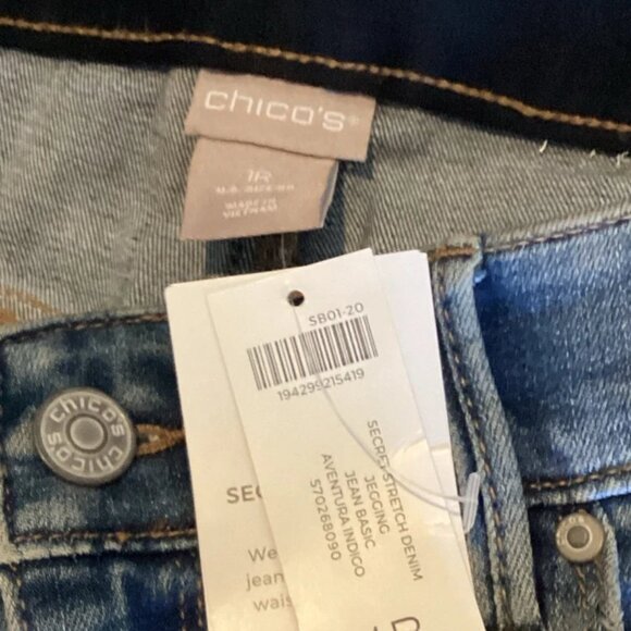 CHICO'S Blue Secret Stretch Waist Jean Jeggings Women’s Size 1R NWT - Picture 3 of 7